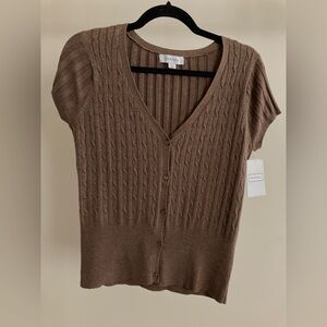 Merona Button Front Short Sleeved Cable Cardigan Sweater Size M